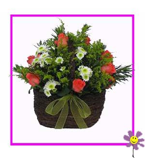 Radiant Orange Rose Basket