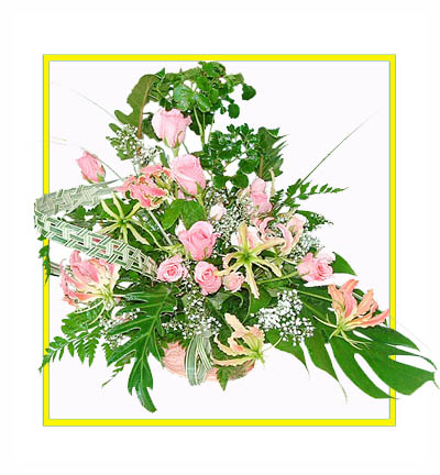 Delicate Pink Roses and Lilies