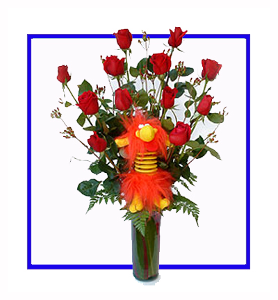 Charming Red Roses in Keepsake Vase