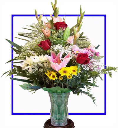 Red Roses, Gladioli, Gerbera & Lily Gift Bouquet