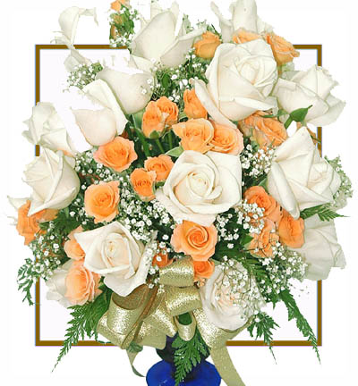 Serene White & Pink Roses Bouquet