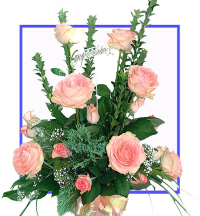 [PN-B-12-P-R-1] Assorted Ferns and Roses Basket