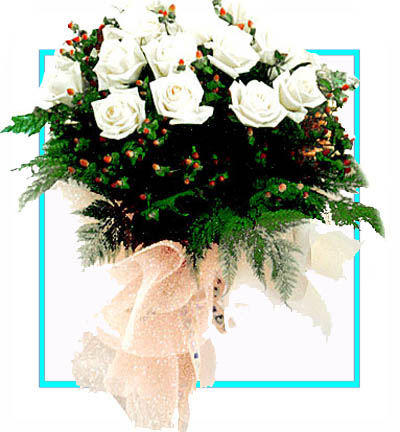 [PN-10-W-R-1] 10 White Roses Bouquet