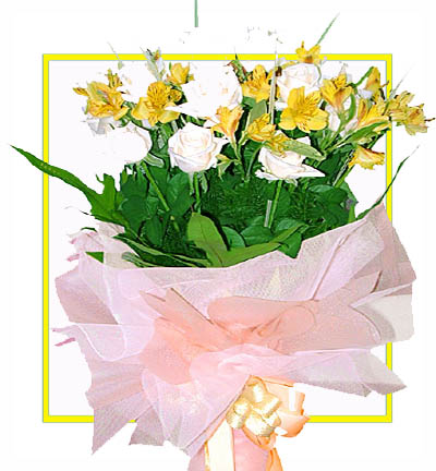 [N-10-W-R-1] Unforgetabble 10 White Roses Hand Tied