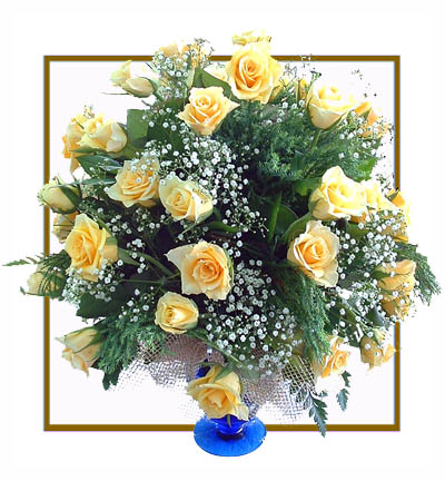 [B-25-Y-R-1] Breath of Sunshine Yellow Roses Basket