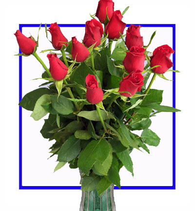 [PN-N-12-RR-VASE-1] 12 Red Roses in Keepsake Vase