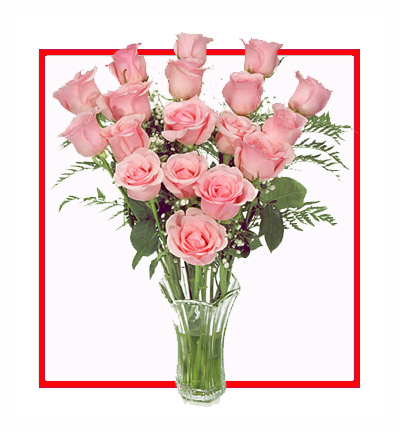 [IF-N15PR-VASE-1] Elegant Vase with 15 Pink Roses