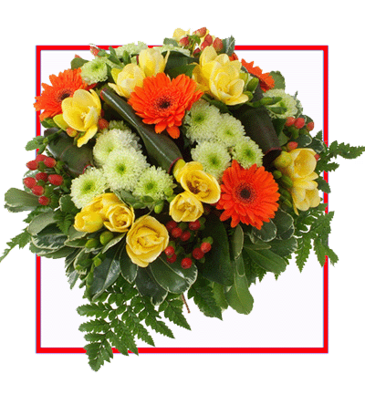 [N-12-YR-OGER-1] Bouquet of Yellow Roses & Pink Gerberas