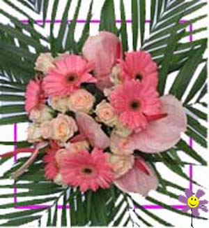 [B-15-P-R-GER-1] Beautiful Pink Roses and Gerberas Arrangement