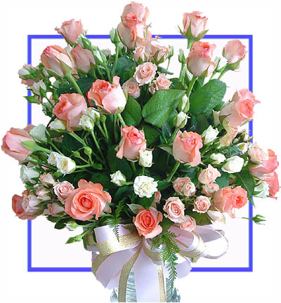 [WD-N-40-WP-R-1] Bunch of 40 White and Pink Roses